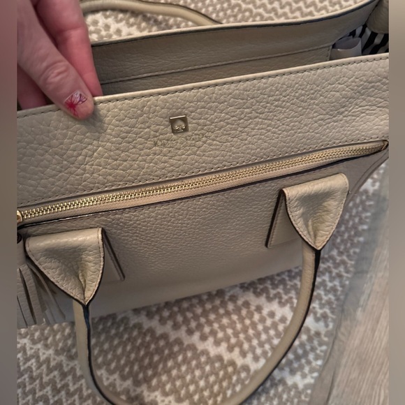 Kate Spade beige nude cream Leather Southport Avenue Lydia Satchel Purse Bag - Picture 7 of 16